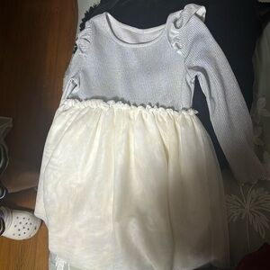 Elegant White and Silver Baby Dress